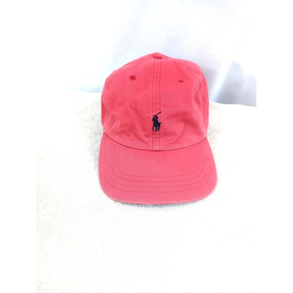 Vtg Polo Ralph Lauren Hat Cap Chino Faded‎ Red Pony Logo Leather Strapback 90s - Picture 10 of 10